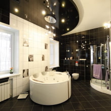 Black stretch ceiling: types, ideas for glossy and matte surfaces, combinations-3