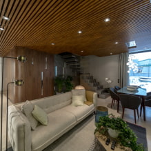 Rack ceiling: photo, types (made of wood, plastic, metal, aluminum), shape, design, color-5