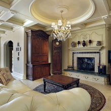 Coffered ceiling: types (wood, plasterboard, polyurethane), shape, design, color, lighting-2