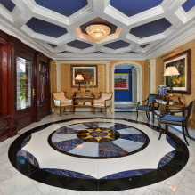 Coffered ceiling: types (wood, plasterboard, polyurethane), shape, design, color, lighting-3