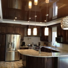 Brown ceiling: design, types (stretch, plasterboard, etc.), combinations, lighting-1