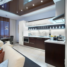 Brown ceiling: design, types (stretch, plasterboard, etc.), combinations, lighting-2