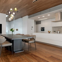 Brown ceiling: design, types (stretch, plasterboard, etc.), combinations, lighting-3