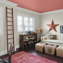 Pink ceiling: types (stretch, plasterboard, etc.), shades, combinations, lighting-6