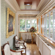 Ceiling decoration on a balcony or loggia: types of materials, color, design, lighting-7