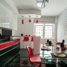 Options for finishing the ceiling in the kitchen: types of structures, color, design, lighting, curly shapes-5