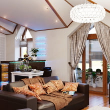 Attic ceiling: design, color, types (stretch, plasterboard, etc.), lighting-6
