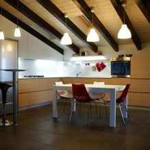 Attic ceiling: design, color, types (stretch, plasterboard, etc.), lighting-8