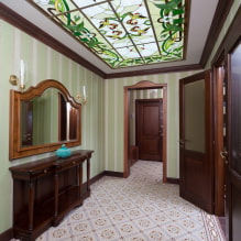 Stained glass ceilings: types of structures, shapes, drawings, stained glass windows with lighting-4