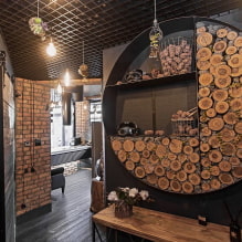 Loft-style ceiling: types, color, decor options, lighting, examples in the interior-3