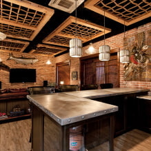 Loft-style ceiling: types, color, decor options, lighting, examples in the interior-5