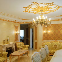 Stucco molding on the ceiling: types of material, design, options for the location of stucco decoration-5