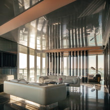 Mirrored ceiling in the interior - design ideas for stretch and suspended structures-7