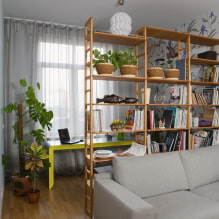 Rack-partition in the interior: types, forms, materials, design, color, filling options-5