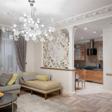 The partition between the kitchen and the living room: types, materials, forms, original ideas, design-1