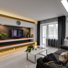 Niche for TV: types, design, decoration materials (drywall, laminate, wallpaper, etc.) - 0