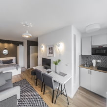 Design of a one-room apartment with a niche: photo, layout, furniture arrangement-1