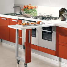 Pull-out table: photo in the interior, types, forms, materials, built-in options-5