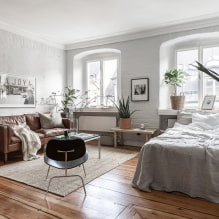 Bed in the living room: types, shapes and sizes, design ideas, location options-6