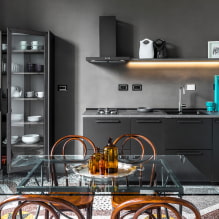 Glass tables for the kitchen: photos in the interior, types, shapes, colors, design, styles-4