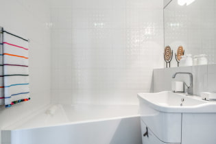 White tiles in the bathroom: design, shapes, color combinations, location options, grout color