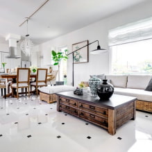 Tiles in the living room: views, photos in the interior, design, colors, layout examples-1