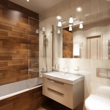 Wood-like tiles in the bathroom: design, types, combinations, colors, cladding and layout options-0