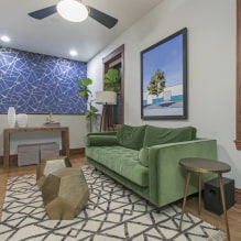 Green sofa: types, design, choice of upholstery material, mechanism, combinations, shades-4