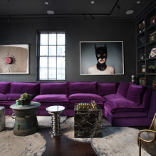 Purple sofa in the interior: types, upholstery materials, mechanisms, design, shades and combinations-6