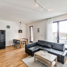 Sofa with ottoman: types, design, shapes, colors, upholstery materials, location options-5