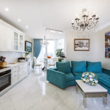 Kitchen with a sofa: types, transformation mechanisms, upholstery materials, shapes, design, colors-5