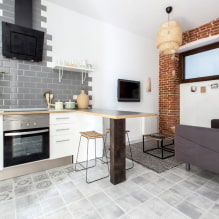 Boar tile on the kitchen apron: types, colors, design, drawings, photos in the interior-3