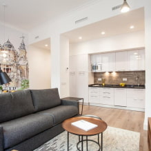 Kitchen-studio: layout, zoning, forms of kitchen sets, choice of furniture and appliances-2