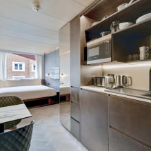 Design studio apartment 20 sq. m. - photo of the interior, choice of color, lighting, ideas of arrangement-5