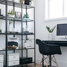 Shelving in the interior: options for filling, materials, colors, location in room-5