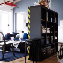 Shelving in the interior: options for filling, materials, colors, location in the room-8