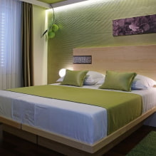Green bedroom: shades, combinations, choice of finishes, furniture, curtains, lighting-3