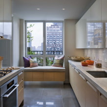 Design of a narrow kitchen: layout, decoration, furniture arrangement, photo-6