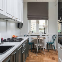 Design of a narrow kitchen: layout, decoration, furniture arrangement, photo-7