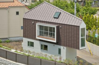 Unusual long narrow house in Japan