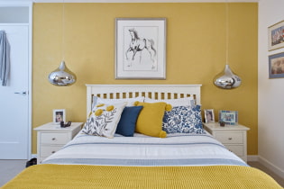 Yellow bedroom: design features, combinations with other colors
