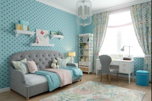 Blue and blue in the interior of a children's room: design features