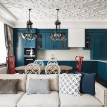 Design of the combined kitchen-dining room-living room: the best ideas and photos-5