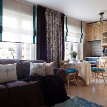 Kitchen-living room design 20 sq. m. - photo in the interior, examples of zoning-3