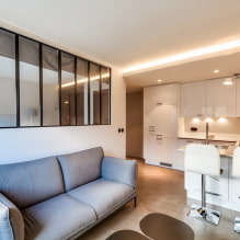 Small kitchen-living room: photo in the interior, layout and design-3