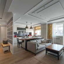 How to decorate the ceiling in the kitchen-living room? -2