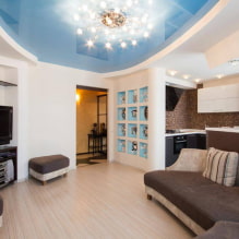 How to decorate the ceiling in the kitchen-living room? -4