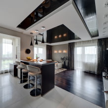 How to decorate the ceiling in the kitchen-living room? -7