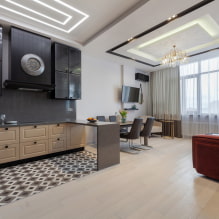 How to properly organize lighting in the kitchen-living room? -1