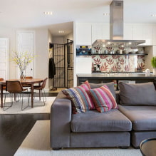 Combined kitchen-living room 30 sq. m. - photo in the interior, planning and zoning-4